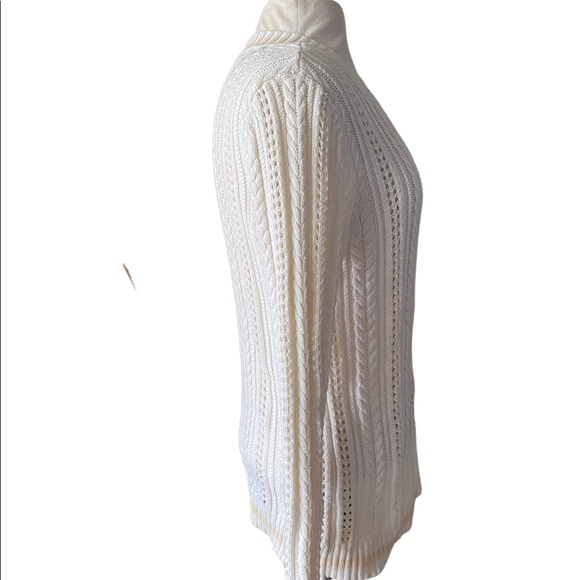 Lauren Ralph Lauren v-neck cable knit L/S cream, peach large, 100% cotton - Picture 2 of 9